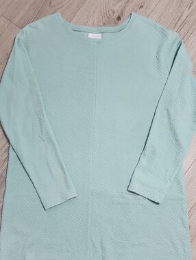 Purejill Light Aqua Textured Long Sleeve Top Size Large